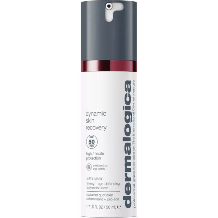 Dermalogica Dynamic Skin Recovery 50 ml oppstrammende fuktighetskrem med SPF 50 i hvit pumpeflaske med grått lokk