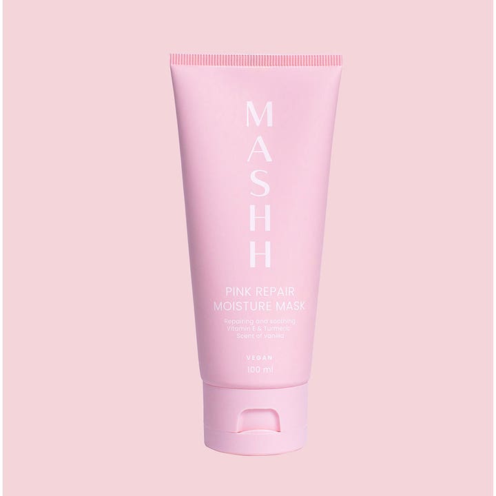 MASHH Pink Repair Moisture Mask 100 ml fuktighetsgivende vegansk ansiktsmaske i en rosa tube som beroliger huden.