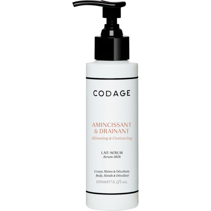 Codage Amincissant & Drainant 150ml slankende kroppsserum gir kontur i hvit flaske med sort pumpe