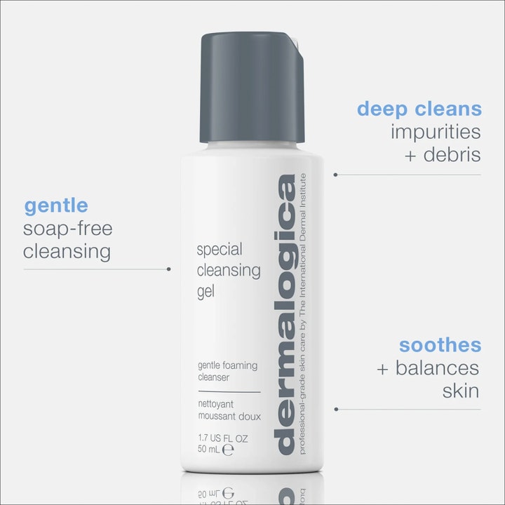 Dermalogica Special Cleansing Gel 50 ml såpefri ansiktsrengjøring i hvit flaske som renser i dybden og beroliger huden