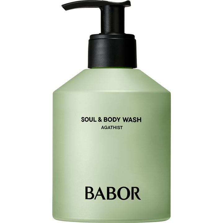 Babor Soul & Body Wash Agathist 200 ml rengjørende dusjsåpe i lys grønn pumpeflaske med sort kork.