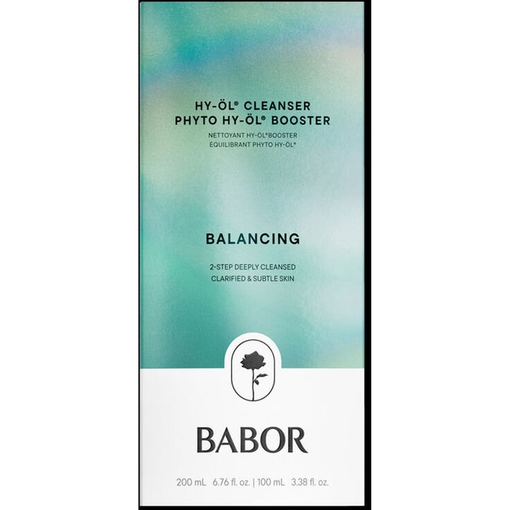 Babor Hy-Öl Cleanser Phyto Hy-Öl Booster Balancing 200 ml og 100 ml rensesett i grønnmønstret eske