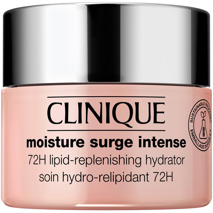 Clinique Moisture Surge Intense 72H fuktighetskrem i lyserosa krukke med glansfullt sølvlokk som gir dyp pleie