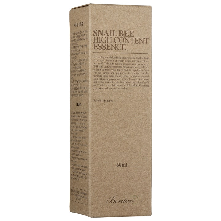 Benton Snail Bee High Content Essence 60 ml fuktighetsgivende essence med snigelsekret i brun pappeske
