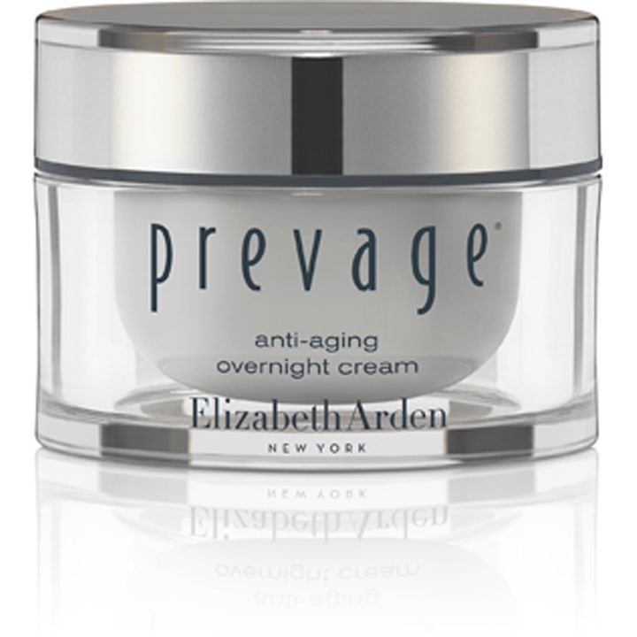 Elizabeth Arden Prevage Anti-aging Overnight Cream 50ml nattkrem som motvirker aldringstegn i glasskrukke med sølvlokk
