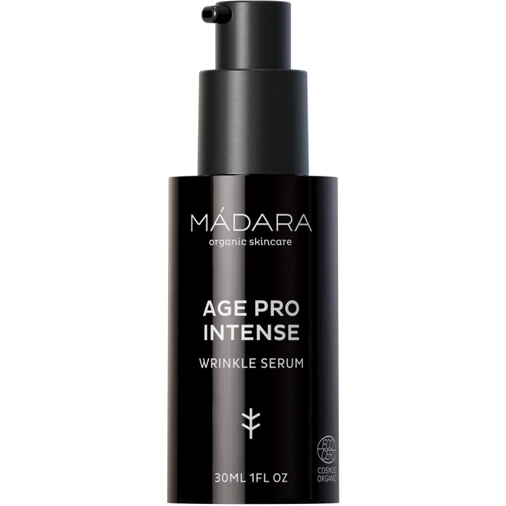 Mádara Age Pro Intense Wrinkle Serum 30ml oppstrammende ansiktsserum i en elegant svart pumpeflaske