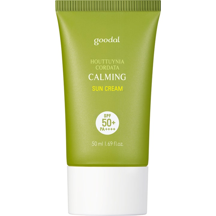 Goodal Houttuynia Cordata Calming Sun Cream 50 ml beroligende solkrem i grønn tube med hvit kork som gir SPF 50+