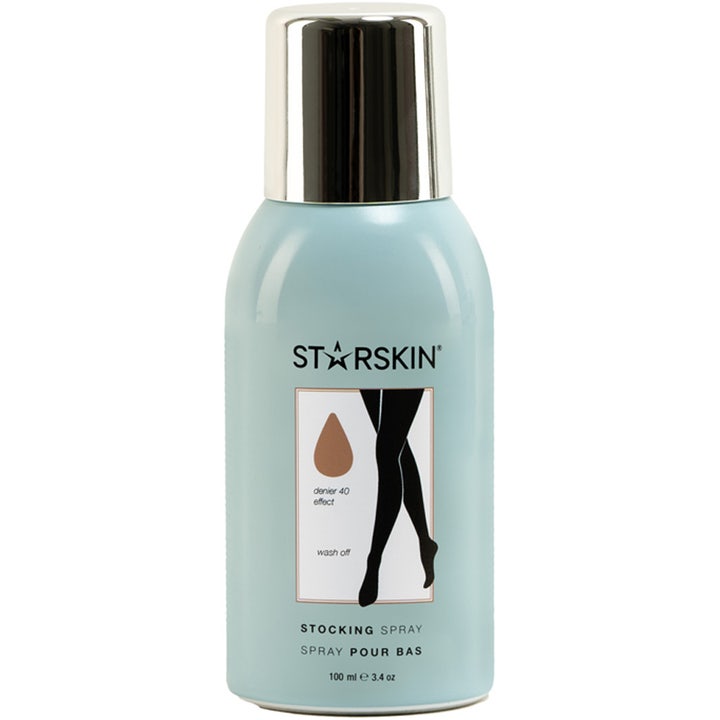 Starskin Stocking Spray 100 ml selvbruning gir jevne ben i en lyseblå sprayboks med sølvfarget lokk.