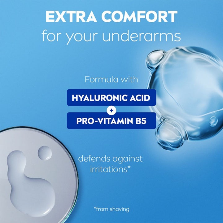 NIVEA Antiperspirant Deo Stick Derma Control Defend 50 ml gir mykere armhuler og sunn hud vist av kvinne i oransje.