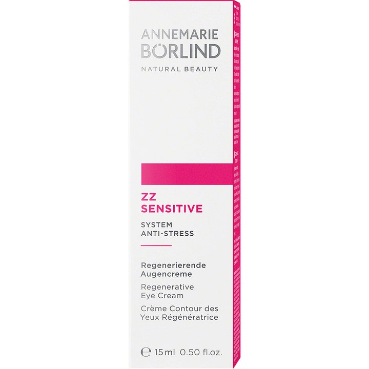 Annemarie Börlind ZZ Sensitive Regenerative Eye Cream 15 ml beroligende øyekrem i hvit eske med rosa stripe