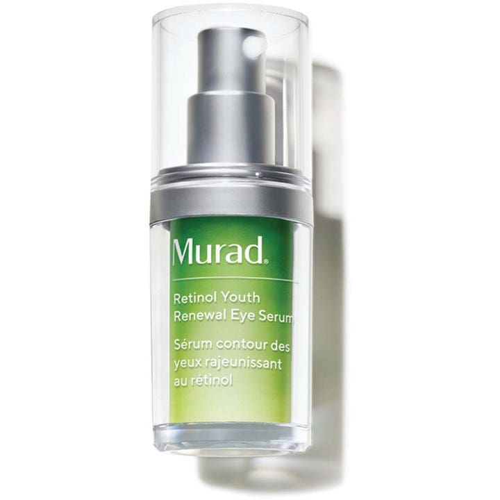 Murad Retinol Youth Renewal Eye Serum 15ml fornyende øyeserum i klar flaske med grønn kjerne og sølvdetaljer.