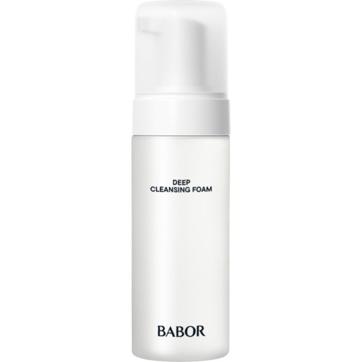 Babor Deep Cleansing Foam 200ml dyprensende ansiktsrens i hvit pumpeflaske med gjennomsiktig frostet lokk