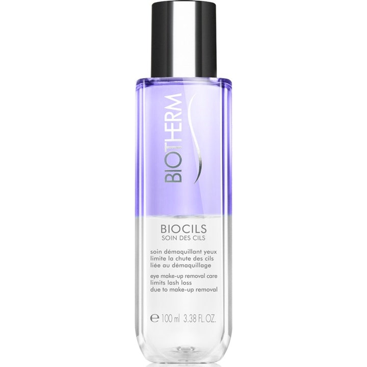 Biotherm Biocils 100 ml øyensminkefjerner som styrker vipper i to-faset lilla og klar væske med svart kork