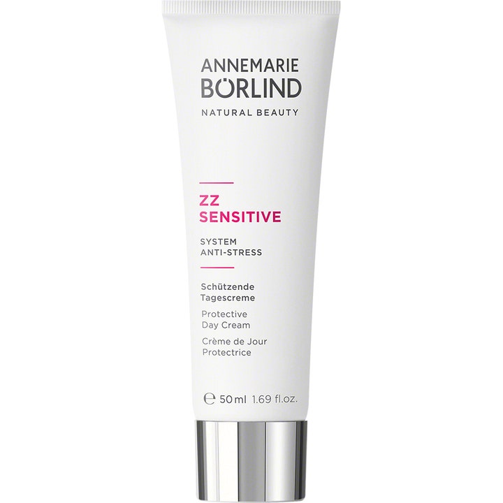 Annemarie Börlind ZZ Sensitive Protective Day Cream 50 ml beroligende ansiktskrem i hvit tube med sølvfarget kork