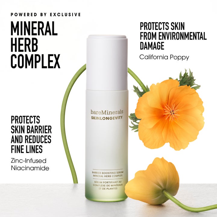bareMinerals Skinlongevity Barrier Boosting Serum 30 ml styrkende ansiktsserum ved en gul kaliforniavalmue