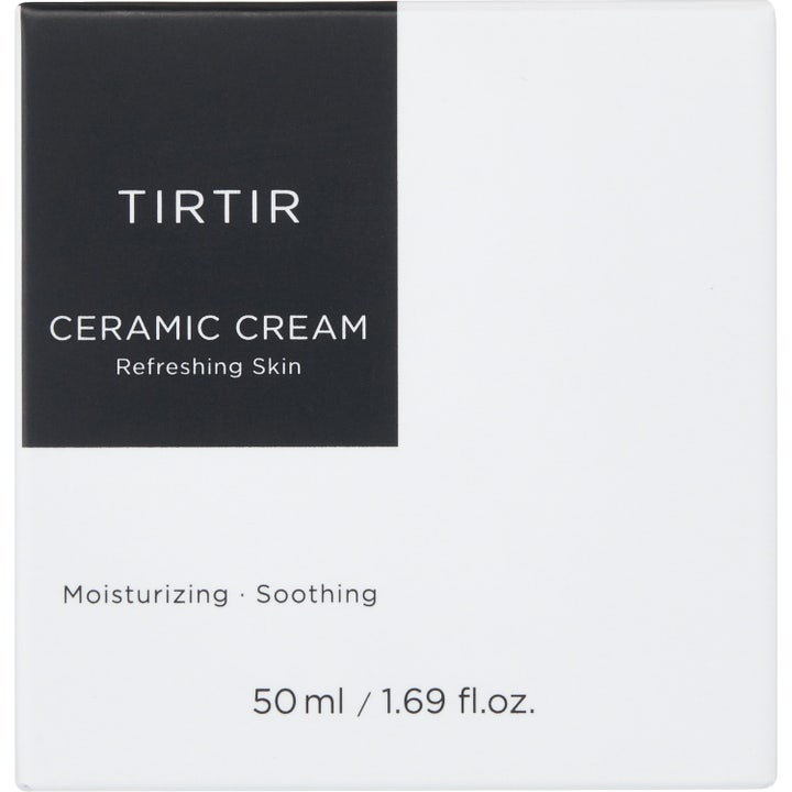 TIRTIR Ceramic Cream 50 ml beroligende ansiktskrem i hvit og svart ytteremballasje med teksten Moisturizing Soothing