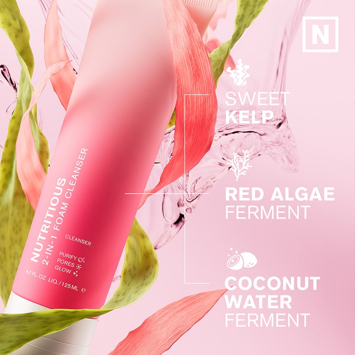 Estée Lauder Nutritious 2-In-1 Foam Cleanser 125 ml rosa rengjøringsskum med søt tare og kokosvann som gir glød og renere porer
