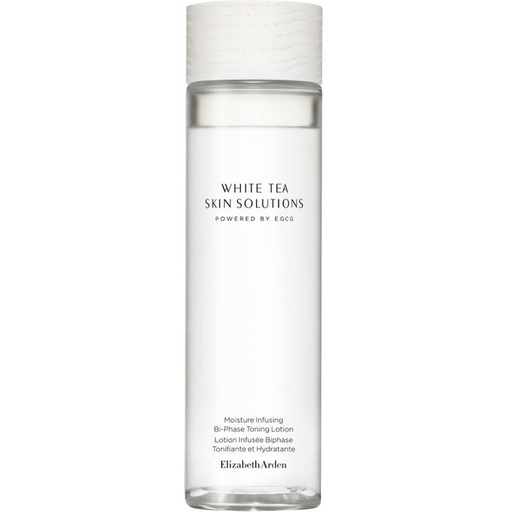 Elizabeth Arden White Tea Skin Solutions 200ml fuktighetsgivende ansiktsvann i klar flaske med hvitt mønstret lokk