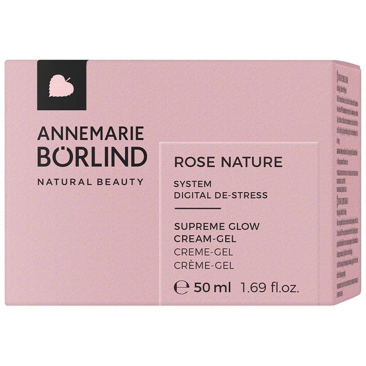 Annemarie Börlind Rose Nature Supreme Glow 50 ml ansiktskrem i rosa eske gir glød med digital de-stress effekt