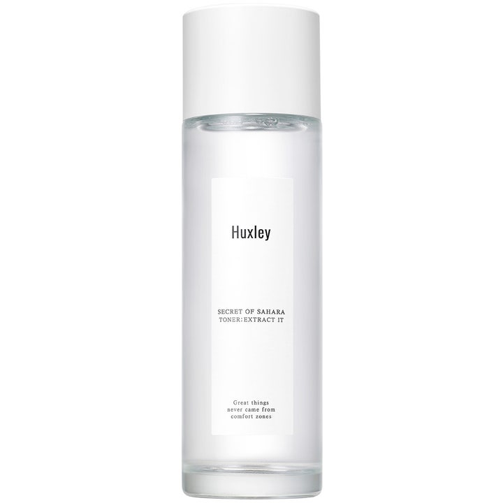 Huxley Secret of Sahara Toner Extract It 120ml balanserende toner i minimalistisk glassflaske med hvitt skrulokk