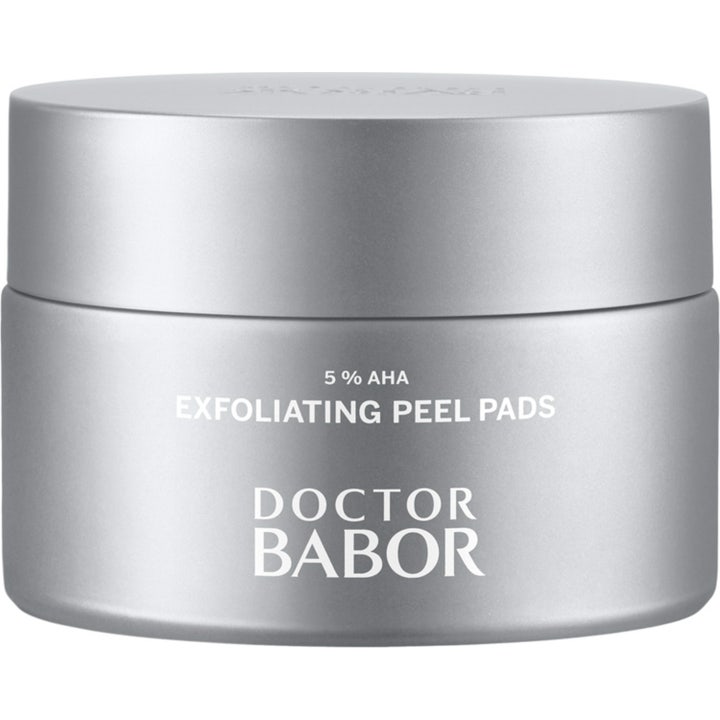 Doctor Babor Exfoliating Peel Pads 60 stk eksfolierende ansiktspads i en matt sølvfarget krukke