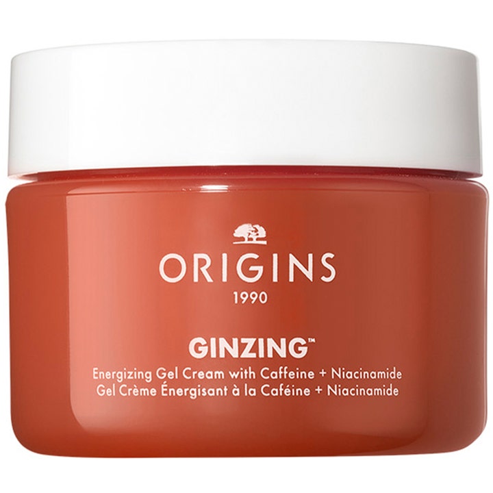 Origins GinZing Energizing Gel Cream 50ml gir huden energi i en oransje krukke med hvitt lokk.