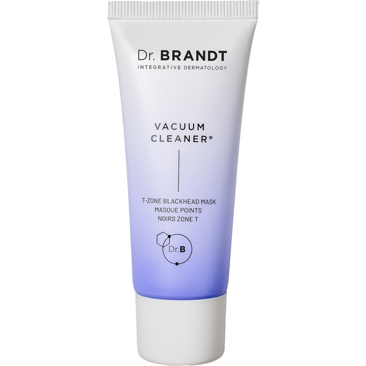 Dr. Brandt Vacuum Cleaner T-Zone Blackhead Mask ansiktsmaske mot hudormer i en hvit og lilla tube med hvitt lokk.