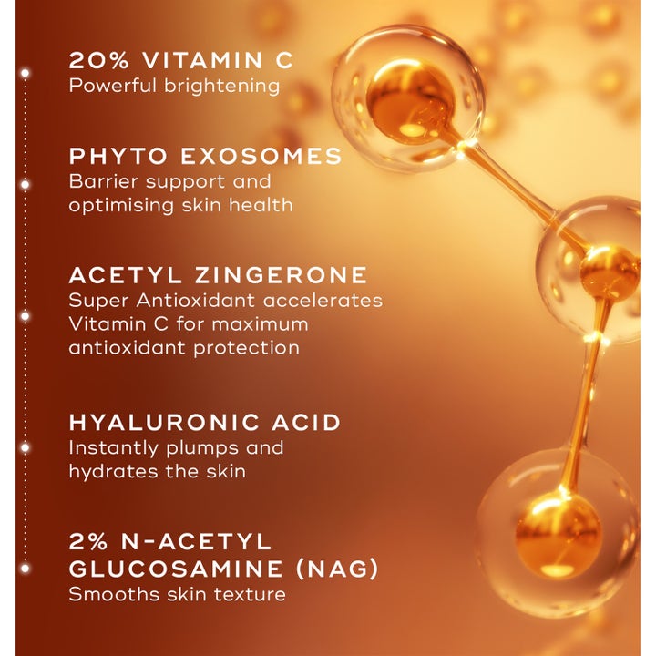 Medik8 C-Tetra Advanced 30 ml serum med ingredienser som 20% vitamin C og hyaluronsyre for økt glød og fukt.