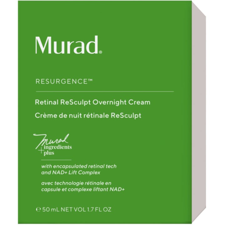 Murad Retinal ReSculpt Overnight Cream 50 ml oppstrammende nattkrem i grønn eske med retinal og NAD+ Lift Complex.