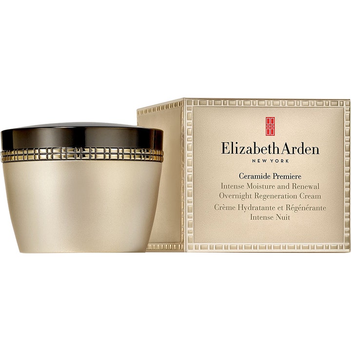Elizabeth Arden Ceramide Premiere Overnight Regeneration Cream 50 ml nattkrem i gullfarget krukke med eske
