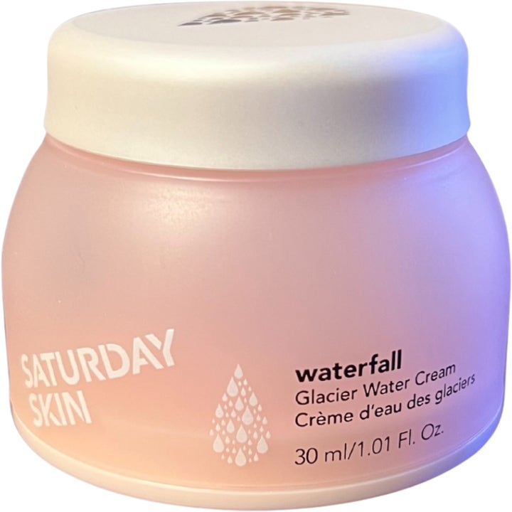 Saturday Skin Waterfall Glacier Water Cream 30 ml fuktighetsgivende ansiktskrem i rosa frostet krukke med hvitt lokk