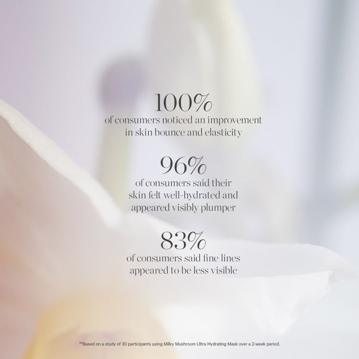 KORA Organics Milky Mushroom Ultra Hydrating Mask 30 ml ansiktsmaske viser testresultater for elastisitet og fuktighet