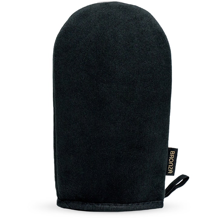 Bronza Bronzing Mitt 1 stk selvbruningshanske som gir jevn farge i svart fløyelsmateriale med liten logo