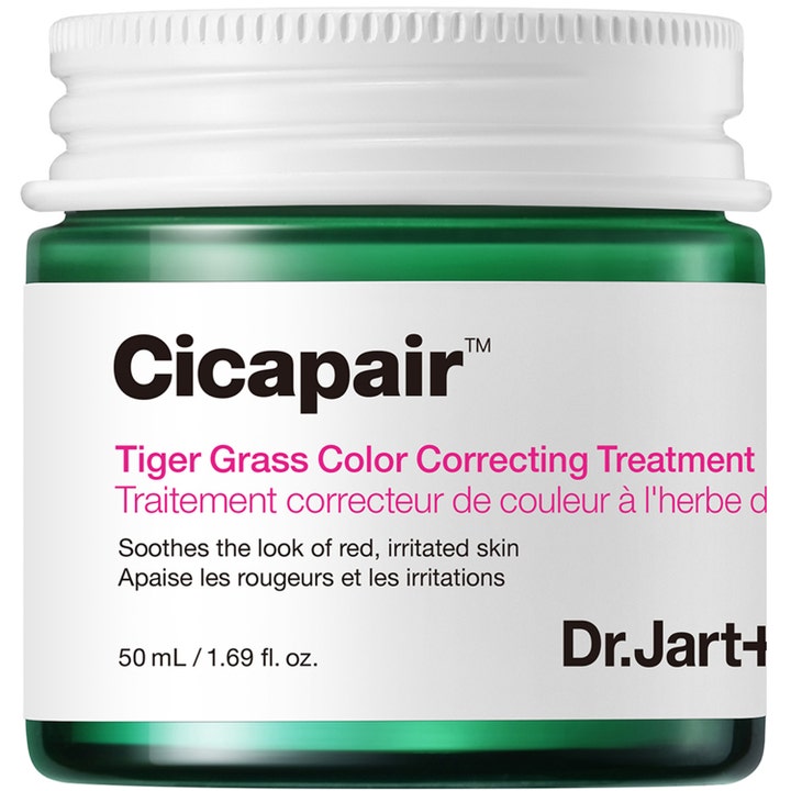 Dr.Jart+ Cicapair Tiger Grass Color Correcting Treatment 50 ml fargekorrigerende krem i grønn krukke som demper rødhet