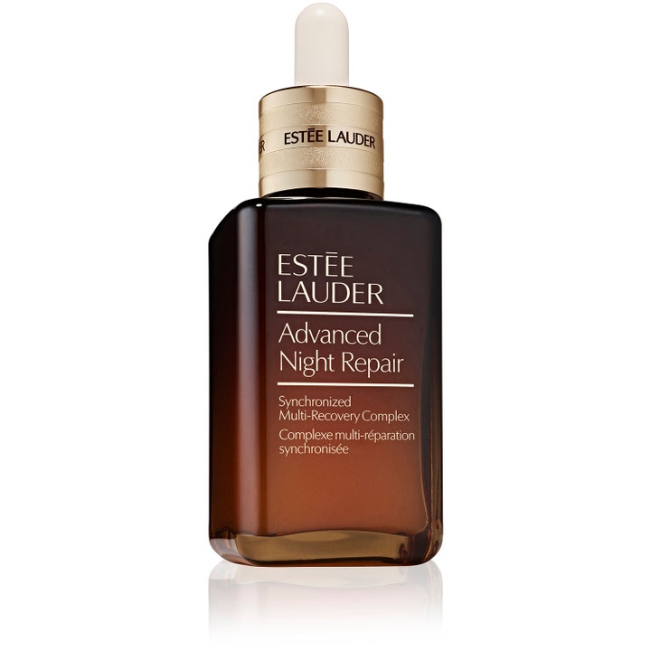 Estée Lauder Advanced Night Repair reparerende ansiktsserum i brun glassflaske med gullfarget kork og pipette