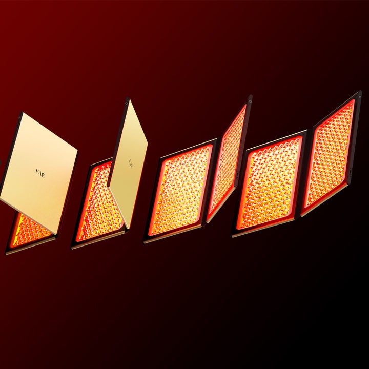 FAQ Swiss FAQ Dual Led Panel 1 stk hudpleieverktøy som forynger huden med gullfargede paneler og rødt LED-lys