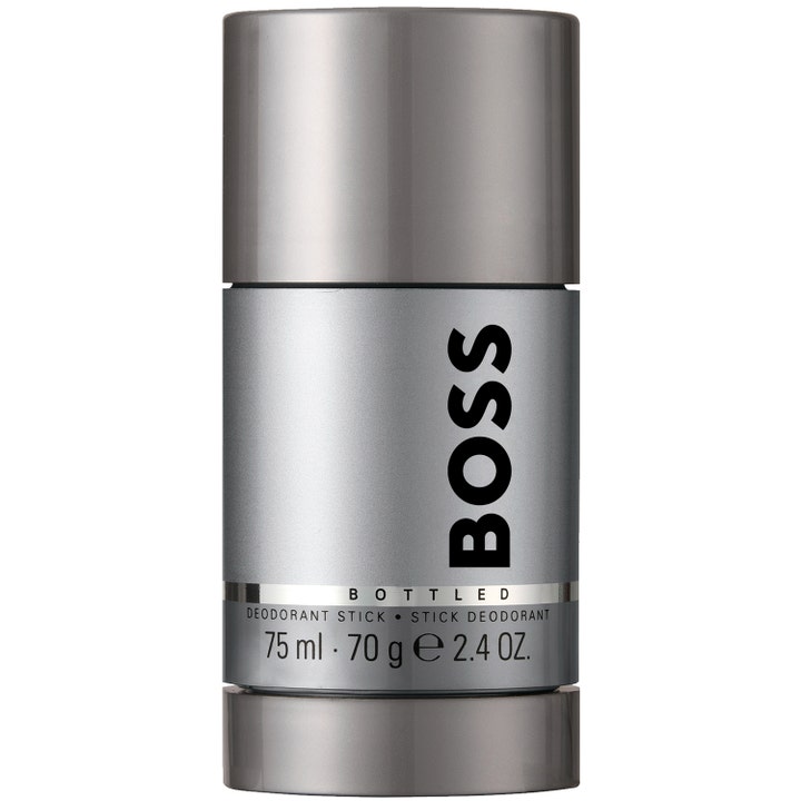 Hugo Boss Bottled 75 ml deodorant stick gir friskhet i en stilren grå og sølvfarget beholder.