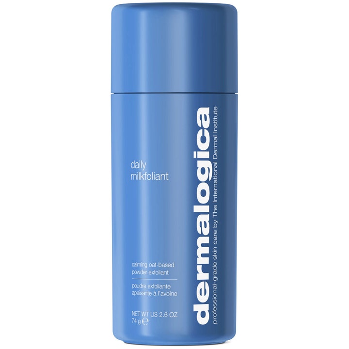 Dermalogica Daily Milkfoliant 74 g beroligende havregasert pulvereksfoliant i en matt blå sylindrisk flaske