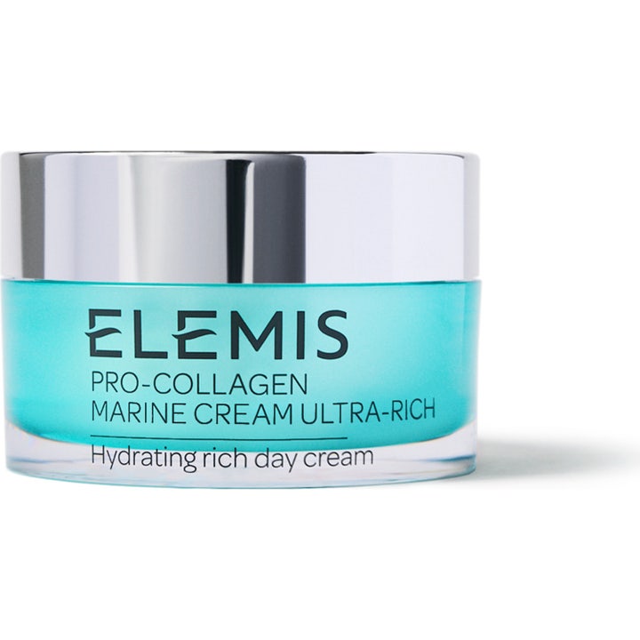 Elemis Pro-Collagen Marine Cream Ultra Rich 50 ml fuktighetsgivende dagkrem i turkis glasskrukke med sølvlokk