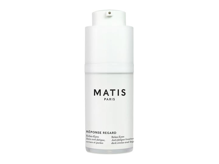 Matis Paris Réponse Regard Relax-Eyes øyekrem mot mørke ringer i en stilren hvit pumpeflaske