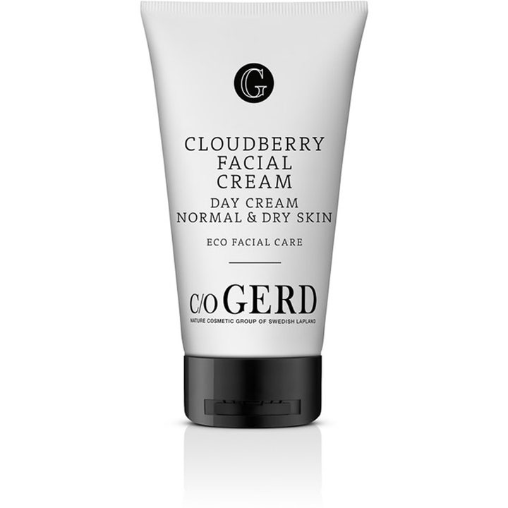 c/o Gerd Cloudberry Facial Cream fuktighetsgivende ansiktskrem for tørr hud i hvit tube med svart lokk