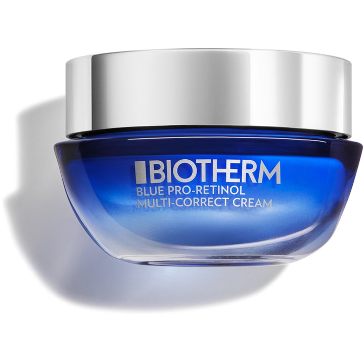Biotherm Blue Pro-Retinol Multi-Correct Cream 50 ml utjevnende ansiktskrem i blå glasskrukke med sølvlokk