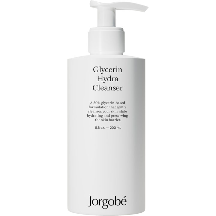 Jorgobé Glycerin Hydra Cleanser 200 ml fuktighetsgivende ansiktsrens i hvit pumpeflaske