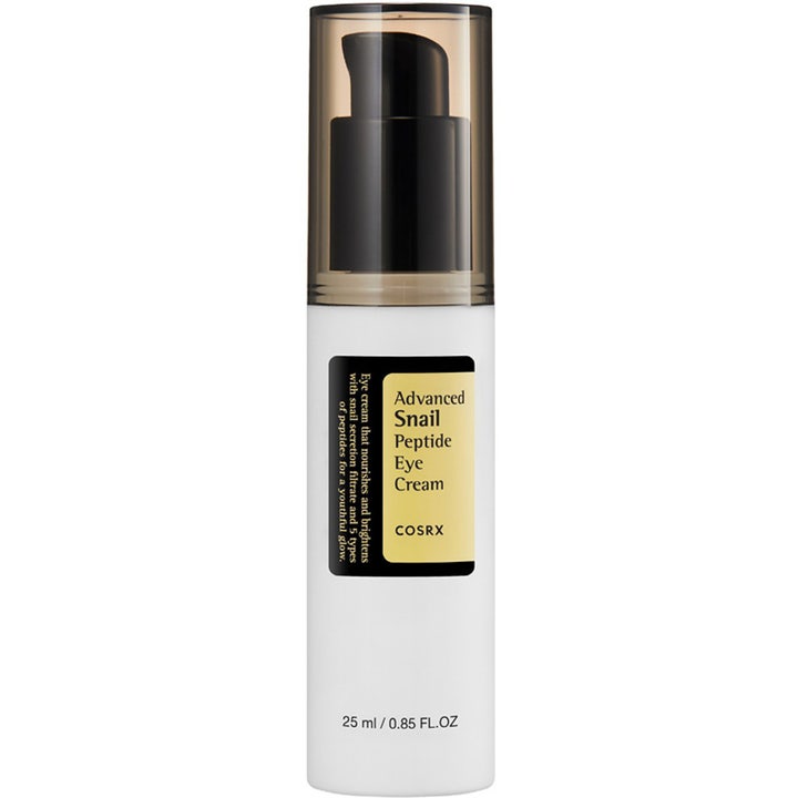COSRX Advanced Snail Peptide Eye Cream 25 ml i hvit pumpeflaske med snegleslim som lysner huden rundt øynene