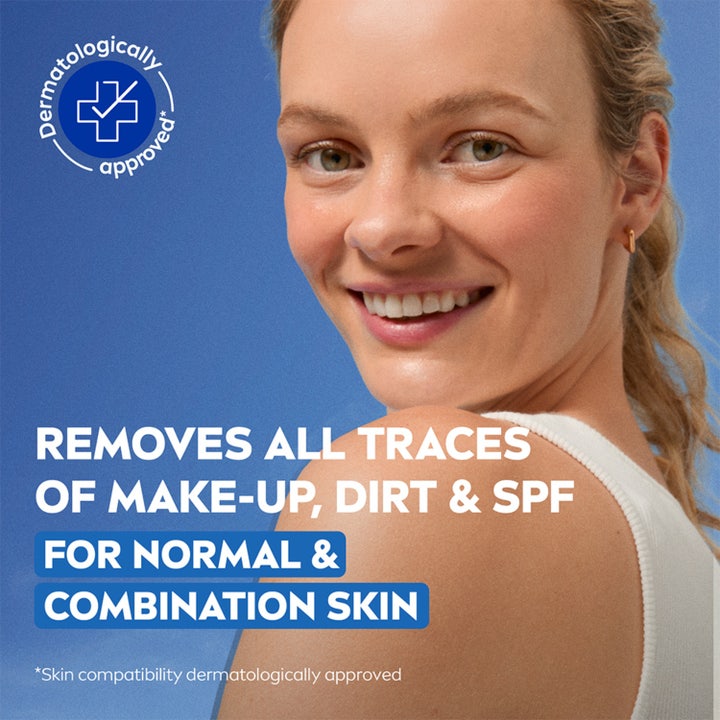 NIVEA Refreshing Cleansing Wipes 25 stk fjerner sminke og SPF på smilende kvinne med ren og glødende hud