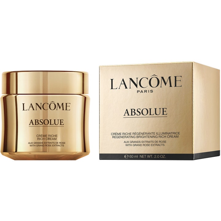 Lancôme Absolue Rich Cream 60 ml regenererende ansiktskrem i gyllen krukke med matchende ytterforpakning