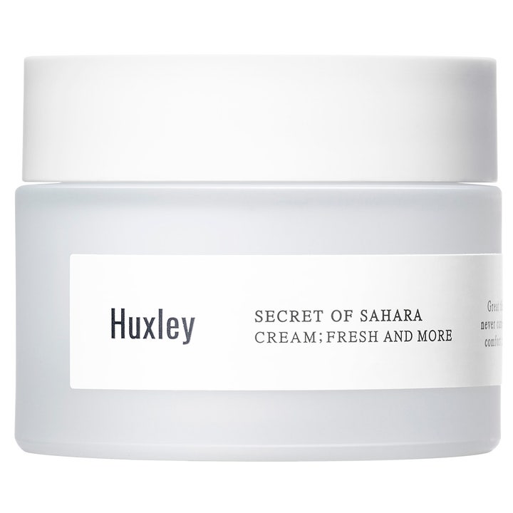 Huxley Secret of Sahara Cream Fresh and More 50 ml fuktighetsgivende ansiktskrem i frostet glasskrukke med hvit kork