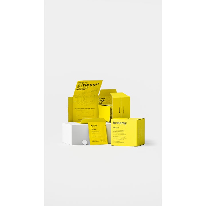 Niche Beauty Lab Acnemy Zitless 5 stk kviselapper mot urenheter i gul emballasje med illustrasjoner