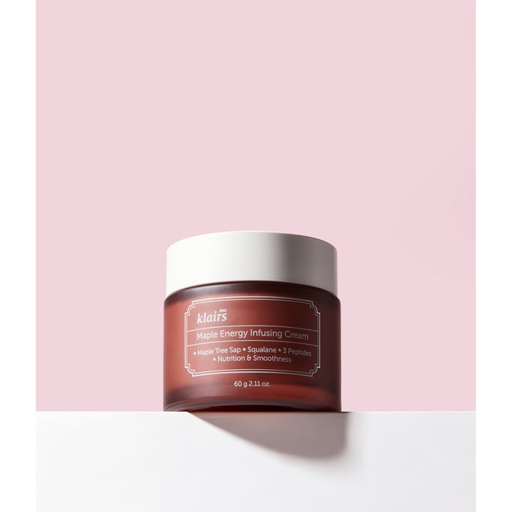 Klairs Maple Energy Infusing Cream 60 g nærende ansiktskrem med squalane i brun krukke med hvitt lokk.