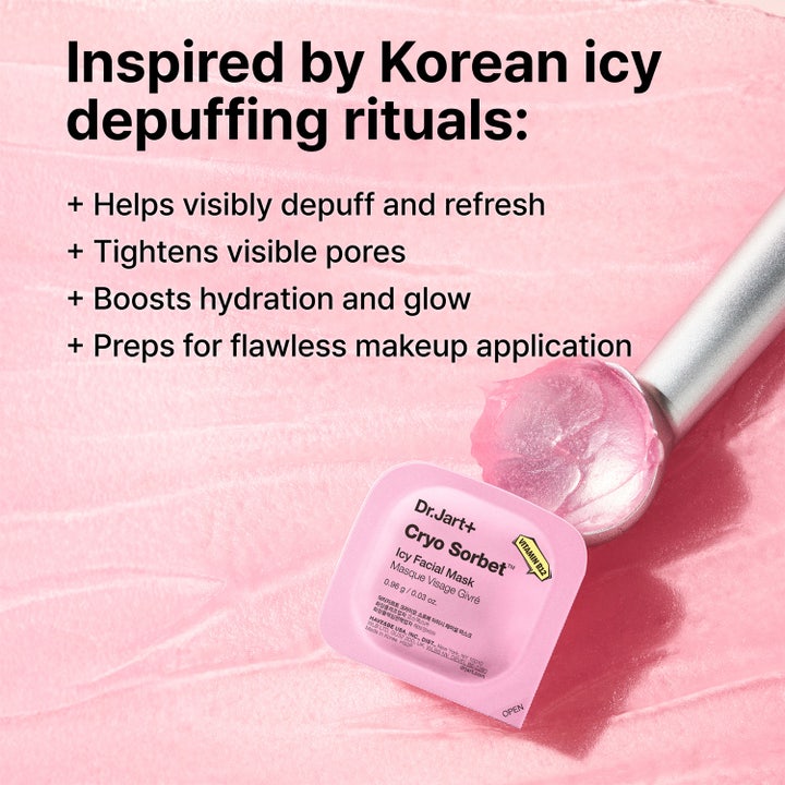 Dr.Jart+ Cryo Sorbet Icy Facial Mask 3 g ansiktsmaske gir glød og fuktighet med rosa sorbet-tekstur og Vitamin B12.